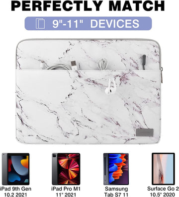 MoKo 11 Inch Tablet Sleeve Bag Carrying Case Fits iPad air 5 10.9 inch 2022, iPad Pro 11 2021-2018, iPad 9/8/7th Gen 10.2, iPad Air 4 10.9/Air 3 10.5, Tab S8 11"/Tab A 10.1, Tab S6, Marble